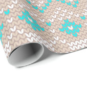 Knet Stitch Pattern9 Tan/Blauwgroen ID208 Cadeaupapier (Rol Hoek)