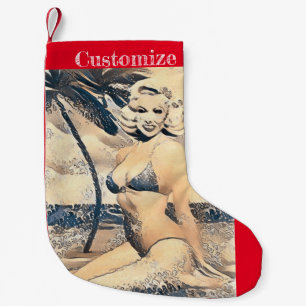 Knielen Blond Bikini Model Thunder_Cove Kleine Kerstsok