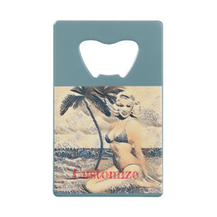 Knielen Blond Bikini Model Thunder_Cove Kredietkaart Flessenopener