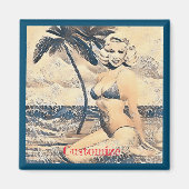 Knielen Blond Bikini Model Thunder_Cove Magneet (Voorkant)