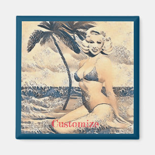 Knielen Blond Bikini Model Thunder_Cove Magneet