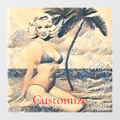 Knielen Blond Bikini Model Thunder_Cove Raamsticker (Vel)