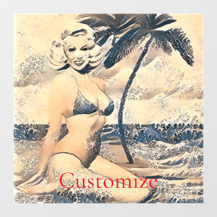 Knielen Blond Bikini Model Thunder_Cove Raamsticker