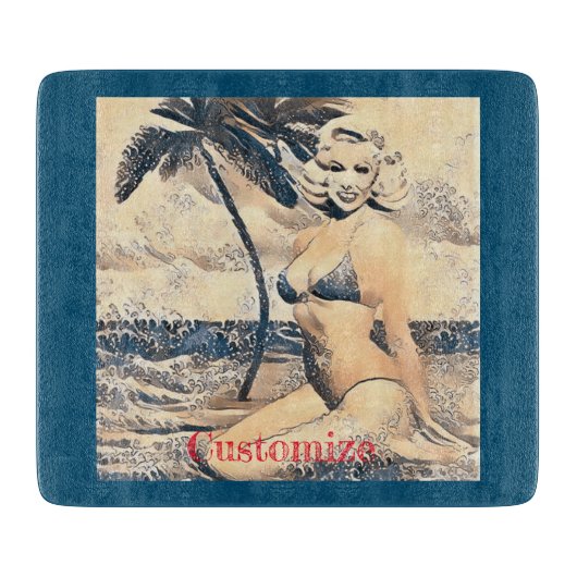 Knielen Blond Bikini Model Thunder_Cove Snijplank (Voorkant)