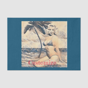 Knielen Blond Bikini Model Thunder_Cove Tissuepapier