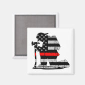 Knieling Brandweerman Dunne Rode Lijn Magneet (Voorkant / Achterkant)