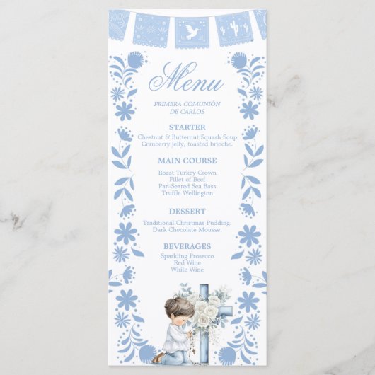 Kniende Primera Comunion Menu (Voorkant)