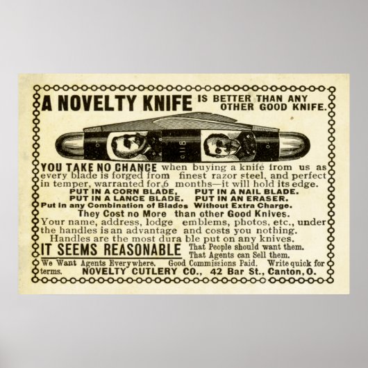 Knife AD vanaf 1899 Poster (Voorkant)