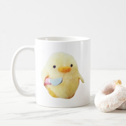 Knife Duck Plush Meme Mok Double Sided (Met donut)