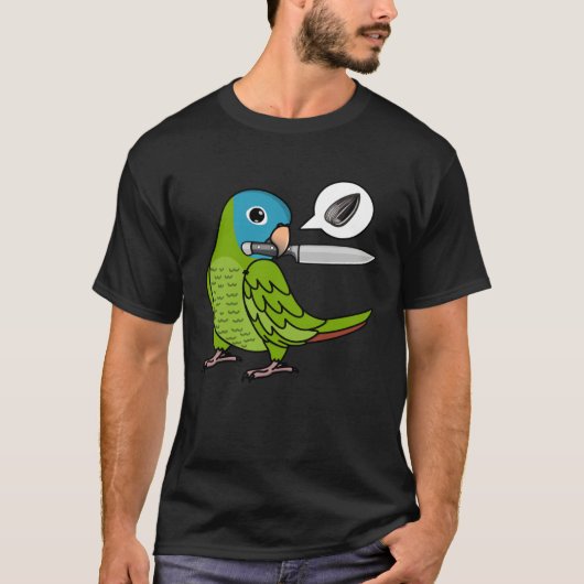 Knife Parrot Wants Seeds I Blue crowned Conure T-shirt (Voorkant)