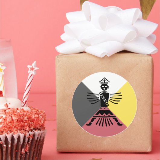 Knifewing Warrior Vier richtingen Ronde Sticker (Feest)