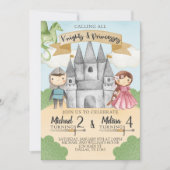 Knight and Princess Birthday Invitation Sibling Kaart (Voorkant)