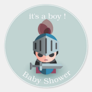 Knight Boy Baby shower Ronde Sticker