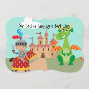 Knight Castle en Dragon Birthday Invite Kaart