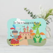 Knight Castle et Dragon Invitation d'anniversaire (Debout devant)
