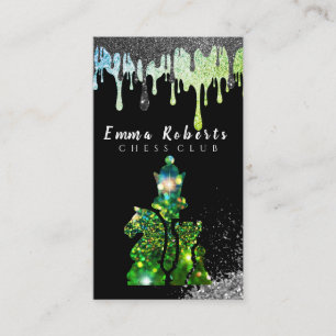 Knight Chess Piece - Faux Silver Foil Business Ca Visitekaartje