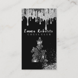 Knight Chess Piece - Faux Silver Foil Visitekaartje