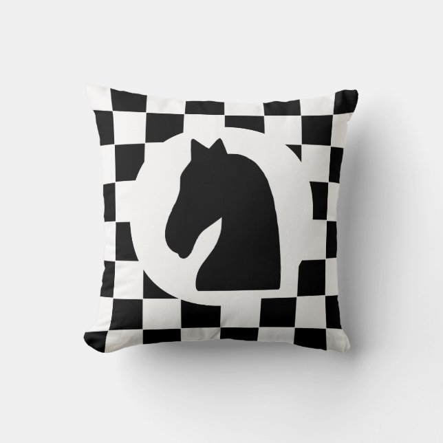 Knight Chess Piece - Pillow - Chess Thmed Gift Kussen (Voorkant)