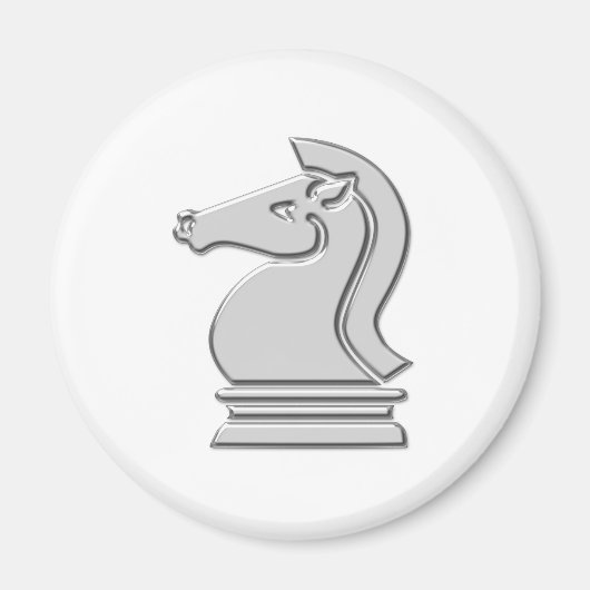 Knight Cool Metallic Chess Piece Magneet (Voorkant)