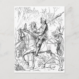 Knight Death & Devil Carte postale vintage en bois