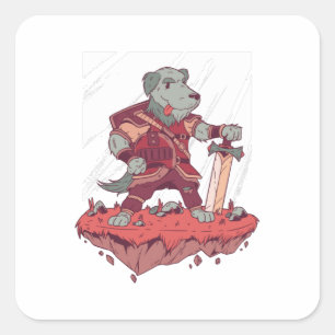 Knight Dog Cartoon Design Vierkante Sticker