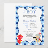 Knight Dragon Baby shower Invitation Kaart (Voorkant / Achterkant)
