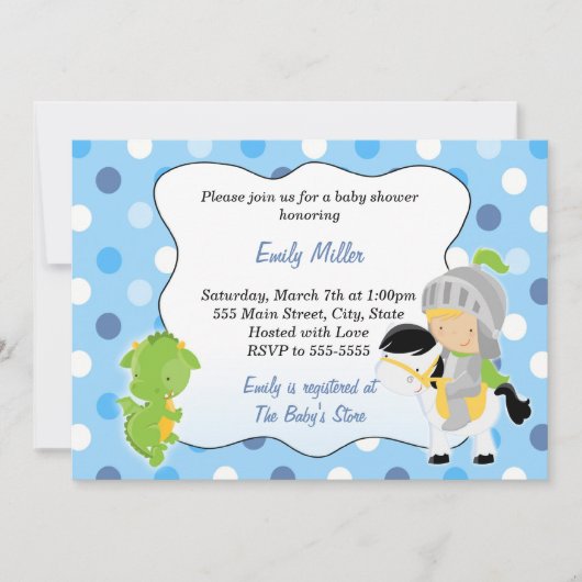Knight Dragon Baby Shower Uitnodiging (Voorkant)