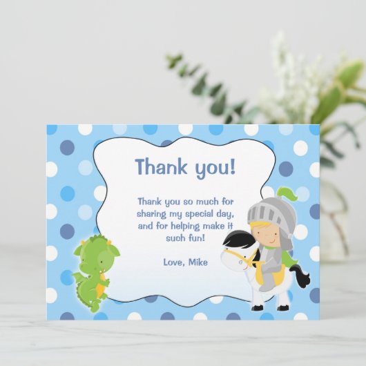 Knight Dragon Hartelijk dank Bedankkaart (Staand voorkant)