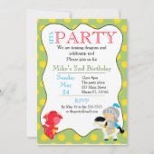 Knight Dragon Uitnodiging Kids Verjaardagsfeest (Voorkant)