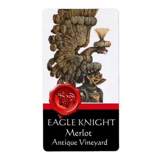 KNIGHT HELMET MET ELGF WINGS RED WAX SEINE Wine Etiket (Voorkant)