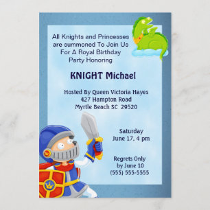 Knight in Armor Birthday Invitation Kaart