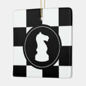 Knight Kerstmis op Chessboard Keramisch Ornament (Links)