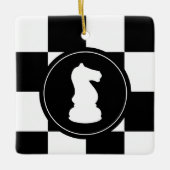 Knight Kerstmis op Chessboard Keramisch Ornament (Voorkant)