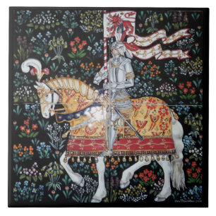 Knight on Horseback Montacute Tapestry Tile Trivet Tegeltje