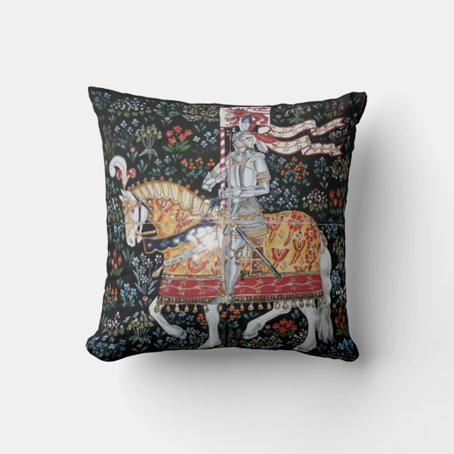 Knight on Horseback Pillow Tile Montacute Tapestry Kussen (Voorkant)