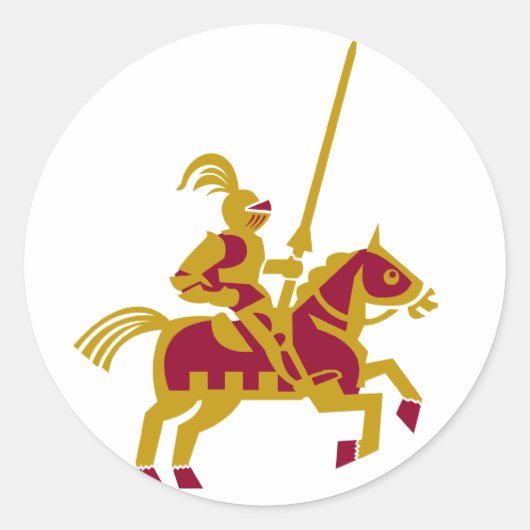 Knight on Horseback Ronde Sticker (Voorkant)