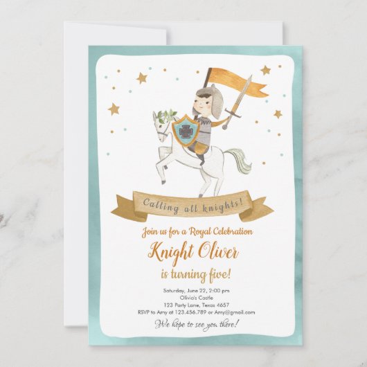 Knight Royal Medieval Boy Invitation Anniversaire (Devant)