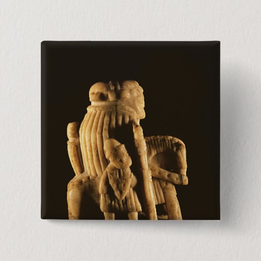 Knight-schaakstuk Vierkante Button 5,1 Cm (Voorkant)