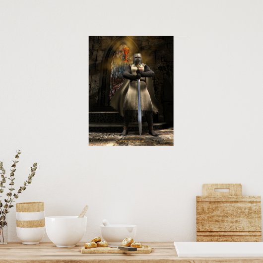 Knight Templar en Heilige Graal Poster (Keuken)