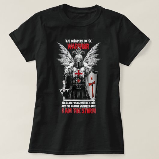 Knight Templar Fate Whispers to the Warrior Christ T-shirt (Design voorkant)
