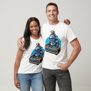 Knight Turntablist - Middeleeuwse DJ Cartoon Desig T-shirt