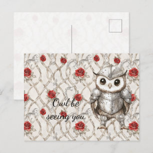 Knight Uil Glanzend Harnas Rozen Tot Gziens Briefkaart