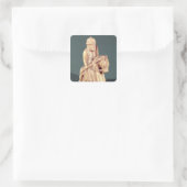 Knight van een schaakset vierkante sticker (Tas)
