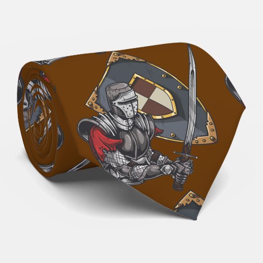 Knight with Sword and Shield Stropdas (Opgerold)