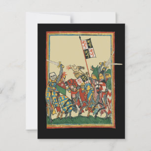 Knights Charging, 14e-eeuwse Codex Manesse Briefkaart