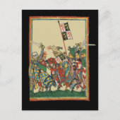 Knights Charging, 14e-eeuwse Codex Manesse Briefkaart (Voorkant)