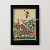 Knights Charging, 14e-eeuwse Codex Manesse Button (Voorkant)