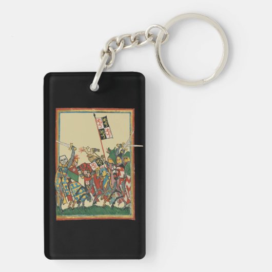 Knights Charging, 14e-eeuwse Codex Manesse Sleutelhanger (achterkant)