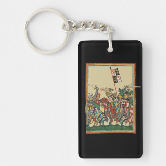 Knights Charging, 14e-eeuwse Codex Manesse Sleutelhanger (Voorkant)
