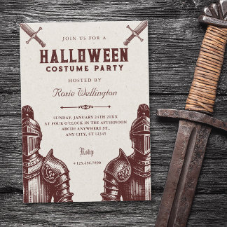 Knights medieval vintage Halloween Party Kaart